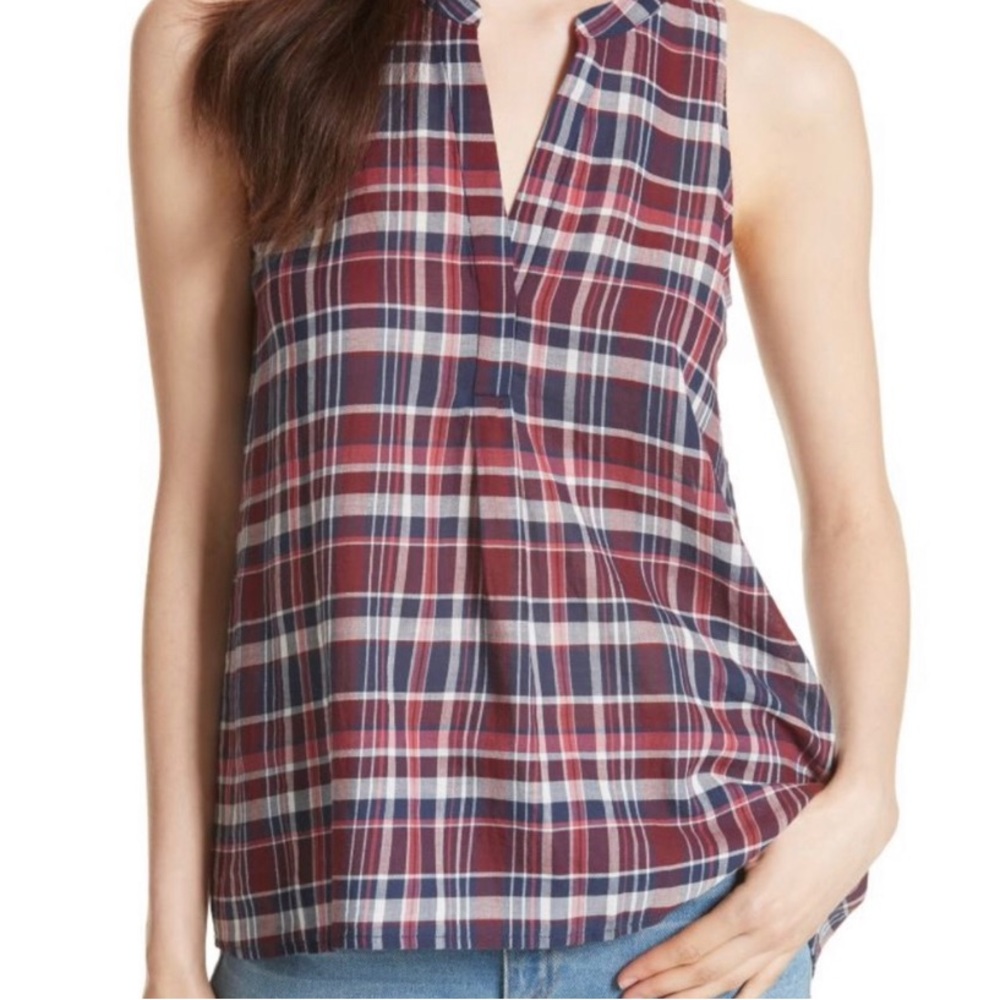 Joie Capucine Plaid Sleeveless Blouse size XS